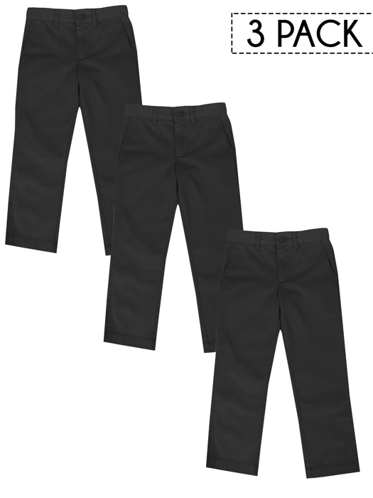 3 Pack Boy's Stretch Slim Fit School Uniform Chino Pants